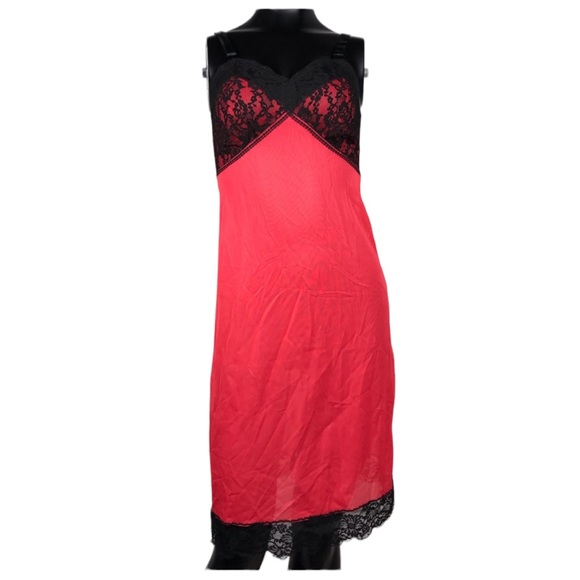 Vintage Western Maid Lace Slip 32 XS- SM Red Black - Picture 2 of 8